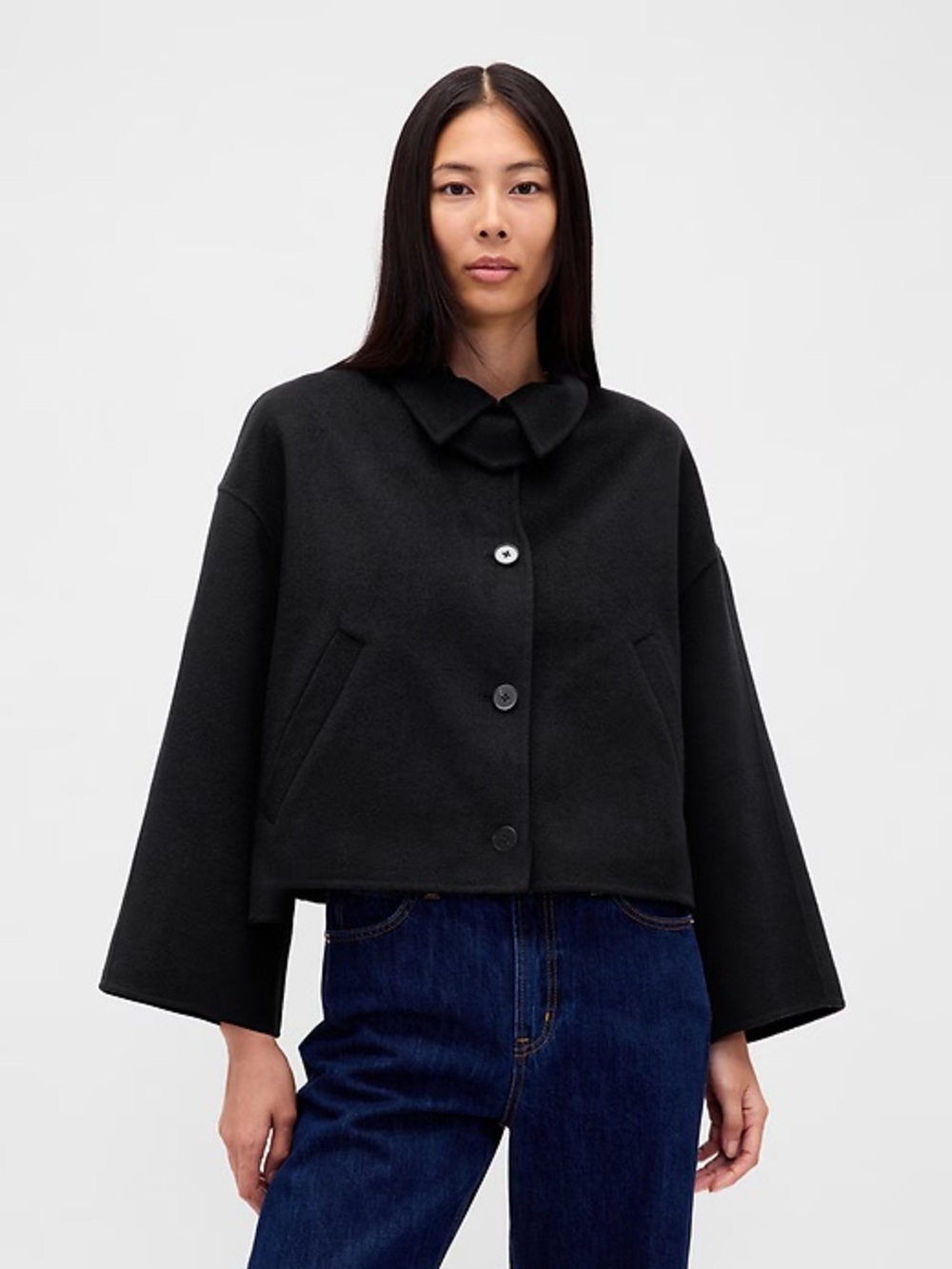 Gap Wool-Blend Swing Jacket Coat Old Money Quiet Luxury Minimalist Oversized